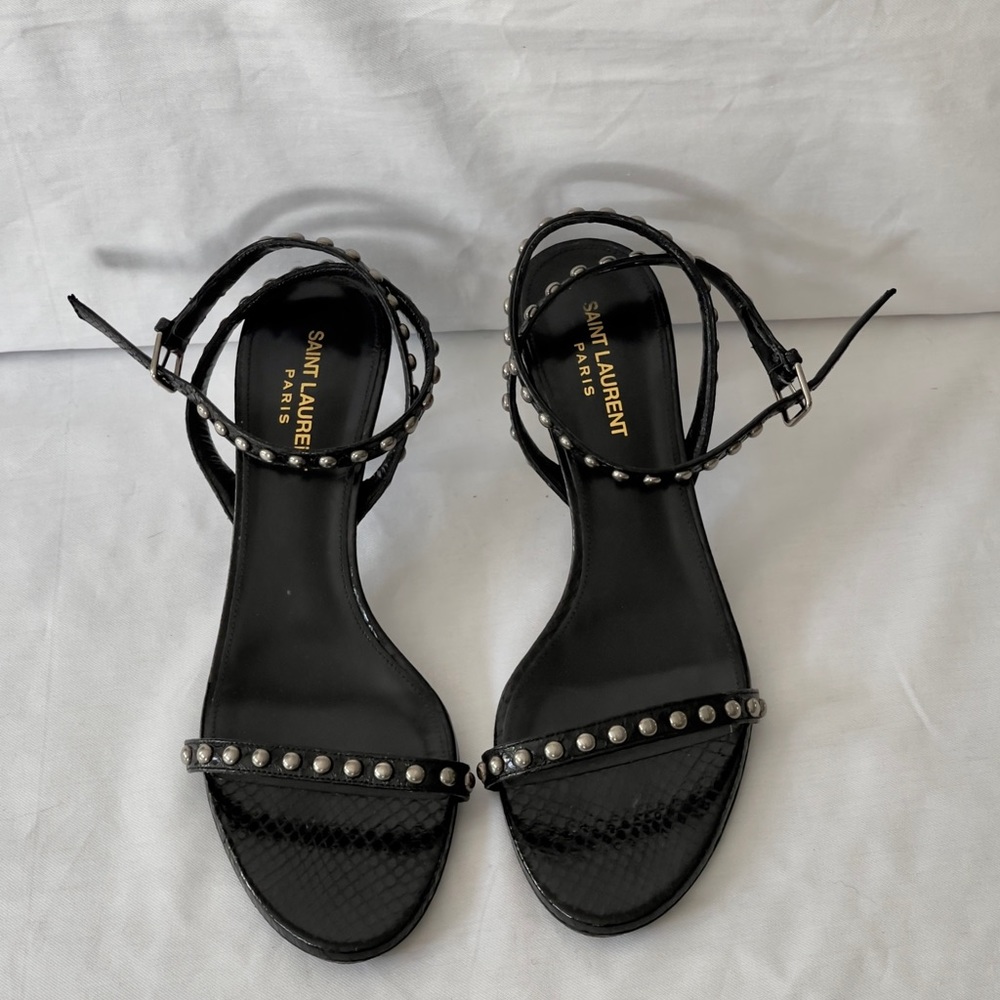 Saint Laurent YSL Kiki studded kitten heel sandals strap. Size 40